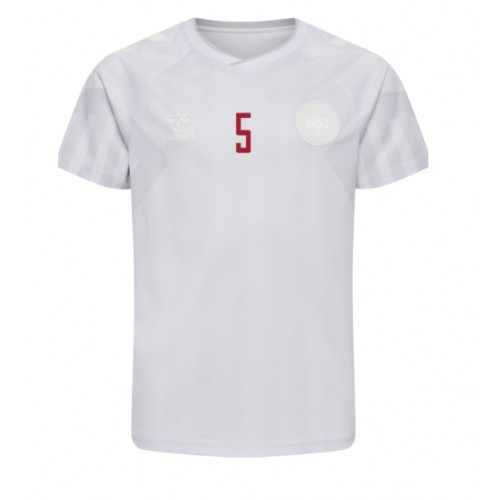 Danmark Joakim Maehle #5 Udebanetrøje VM 2022 Kort ærmer